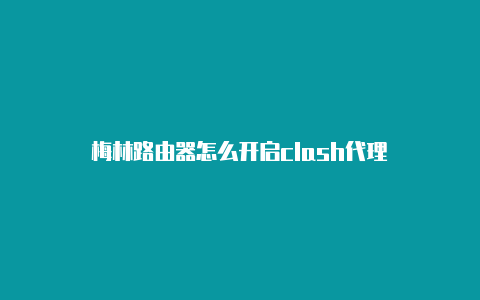 梅林路由器怎么开启clash代理